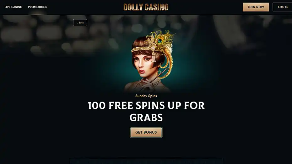 Dolly Casino Sunday Spins offer with 100 free spins